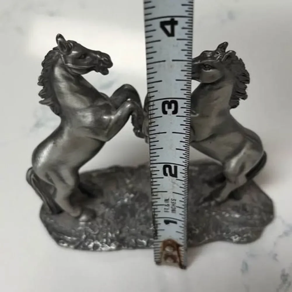 Vintage DCE Pewter Rearing Horses Figurine